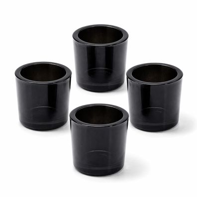 Teelichtgläser 6,5 x 6cm dickwandig rund 4er Set Schwarz