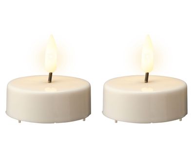 LED Teelichter 6x5,5cm mit Timer Kunststoff 2 Stück Weiß / Warmweiß
