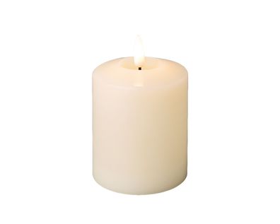 LED Kerze 7,5x11,5cm mit Timer Wachs Creme / Warmweiß