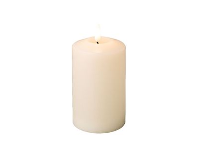 LED Kerze 7,5x14,5cm mit Timer Wachs Creme / Warmweiß
