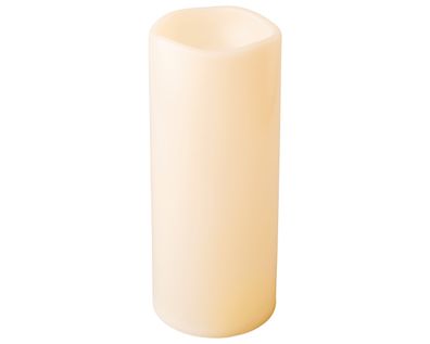 LED Kerze 12x30cm mit Timer Outdoor Kunststoff Creme / Warmweiß
