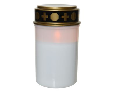 LED Kerze 7x12cm mit Timer Outdoor Grablicht Weiß / Warmweiß
