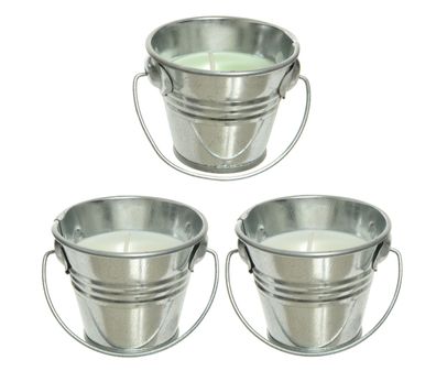Citronella Kerze 6cm Outdoor Duftkerze im Metalleimer 3er Set