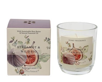 Duftkerze im Glas 9cm Bergamotte Feige Duft Creme Weiß