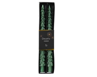 Spitzkerzen Paraffin 25cm Tannenbaum Form 2er Set Piniengrün