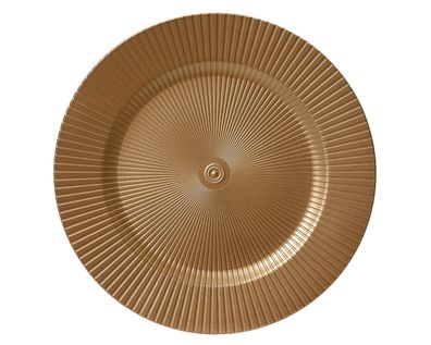 Dekoteller 33cm Kunststoff mit Rillen - Gold