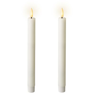 LED Kerzen 24cm mit Timerfunktion Wachs 2 Stück Weiß / Warmweiß