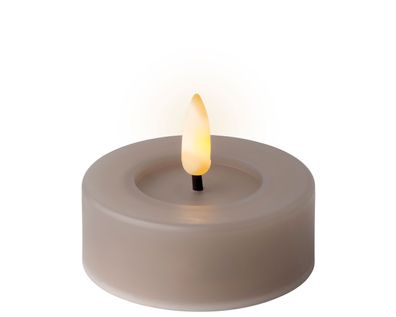LED Teelichter 6,5x5cm mit Timer Outdoor 2 Stück Grau / Warmweiß