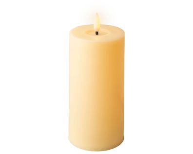 LED Kerze 7x17cm mit Timer Outdoor Kunststoff Creme / Warmweiß