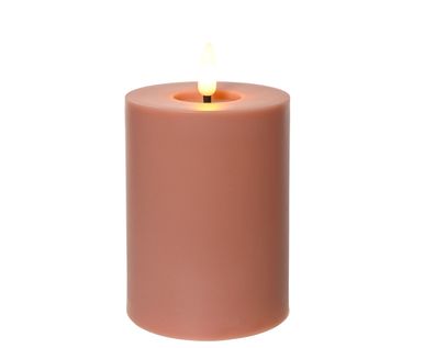 LED Kerze 7x12cm mit Timer Outdoor Kunststoff Braun / Warmweiß