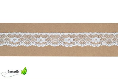 Spitzenband 25mm mit Blumen 10m Weiß