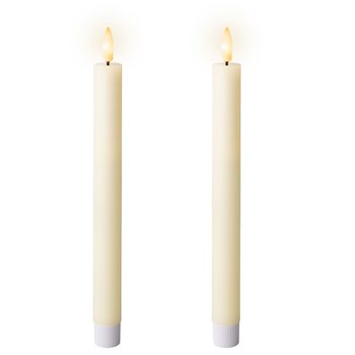 LED Kerzen 24cm mit Timerfunktion Wachs 2 Stück Creme / Warmweiß
