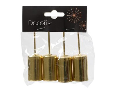 Kerzenhalter zum Stecken 2,3 x 9,2cm Eisen 4er Set Gold