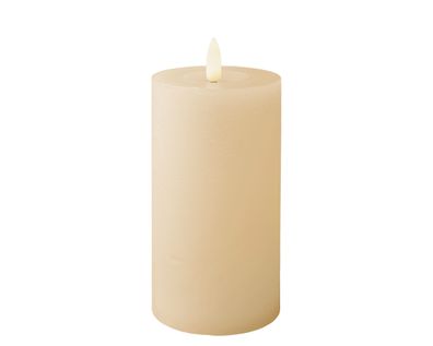LED Kerze 7x15cm mit Timer Wachs Rustik Creme / Warmweiß