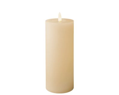 LED Kerze 7x19cm mit Timer Wachs Rustik Creme / Warmweiß