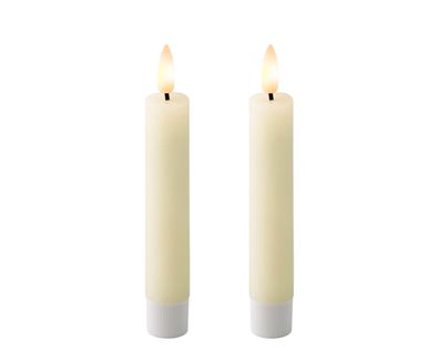 LED Kerzen 14,5cm mit Timer Wachs 2 Stück Creme / Warmweiß