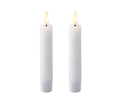 LED Kerzen 14,5cm mit Timer Wachs 2 Stück Weiß / Warmweiß