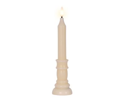 LED Kerze 27,4cm mit integriertem Kerzenständer Wachs Creme / Warmweiß