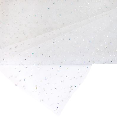 Tüll Stoff mit Glitzer Punkten 150cm x 3m Weiß