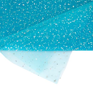 Tüll Stoff mit Glitzer Punkten 150cm x 3m Türkis