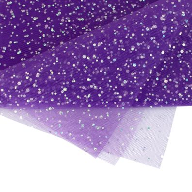 Tüll Stoff mit Glitzer Punkten 150cm x 3m Lila