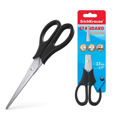 Schere 17cm EasyCut rostfrei 2D Edelstahlklingen 1 Stück Schwarz