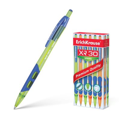 Druckkugelschreiber XR-30 Spring 0,35mm mit Gummigriff 12er Set Blau