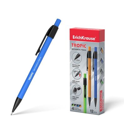 Druckbleistift HB 0,5mm rund mit Radiergummi 12 Stück