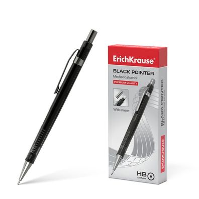 Druckbleistift HB 0,5mm schwarz mit Radiergummi 12 Stück
