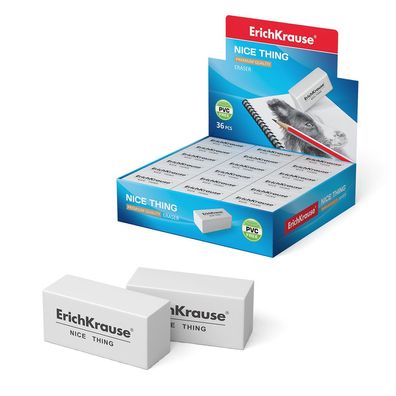 Radiergummi weich 4 x 1,9 x 1,5 cm weiß 36 Stück