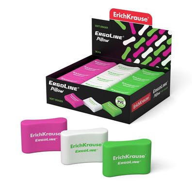 Radiergummi weich 3,3 x 2,1 x 1 cm grün rosa weiß 36 Stück