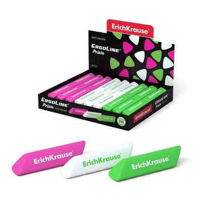 Radiergummi weich 6 x 1,4 x 1,4 cm grün rosa weiß 36 Stück
