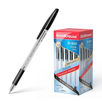 Kugelschreiber R-301 Classic 0,5mm mit Gummigriff 50er Pack Schwarz