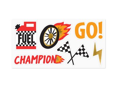 Sticker für Kinder 10x25cm Racing Motiv Rot / Schwarz / Weiß