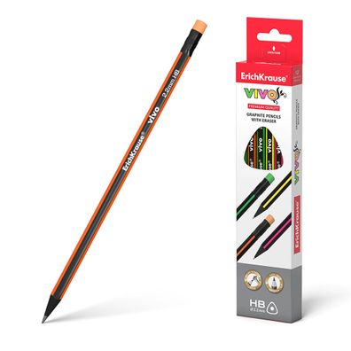Bleistifte HB mit Radiergummi Dreikant ergonomisch 12 Stück
