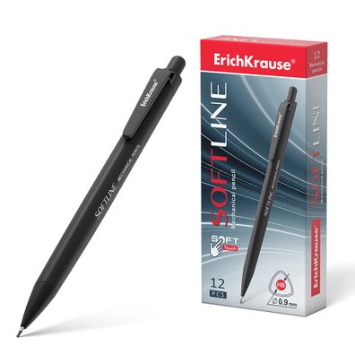 Druckbleistift HB 0,9mm mit Radiergummi 12 Stück Schwarz