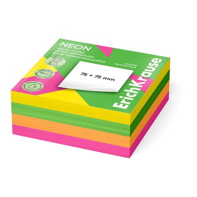 Haftnotizen 75x75mm wiederablösbar 400 Blatt Mix Bunt Neon