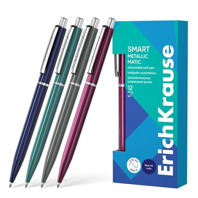 Druckkugelschreiber Smart Matic Metallic 0,35mm 12er Set Blau