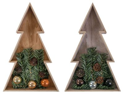 3D LED Holz-Weihnachtsbaum 28 cm Holztanne Weihnachten Leuchtbaum Tischdeko Echtholz