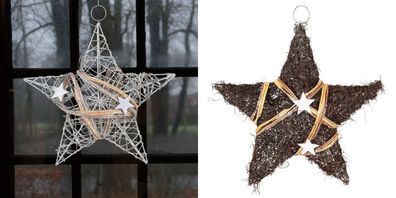 Rattanstern 30cm Adventsstern Weihnachtsstern Winterdeko Glitzerstern Dekostern