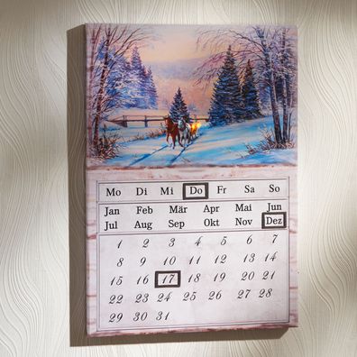 LED-Kalender Wandkalender Winterlandschaft Dauerkalender Dekoration