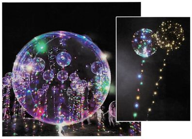 3x LED Heliumballon Luftballon Lichterkette bunt Partydeko Hochzeit Strandparty