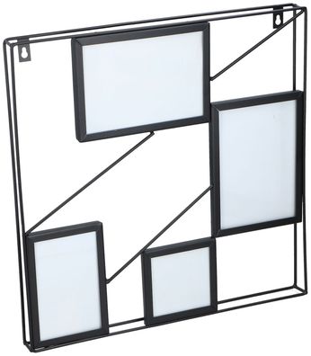Metall-Bilderrahmen schwarz 4 Bilder 40x40cm Fotorahmen Bilderhalter Wandbild