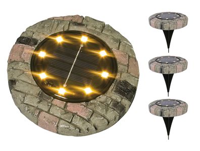 3x LED Solarleuchte Steinoptik warmweiß Gartenleuchte Leuchtstein Gartendeko