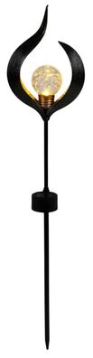 Solar Metall-Gartenstecker 58,5cm LED Glaskugel Gartendeko Mond Tropfen Flamme