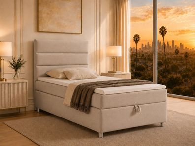 Best For Home Boxspringbett Einzelbett mit Bettkasten Bonellfederkern inkl. Topper
