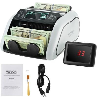 VEVOR Geldzählmaschine Banknotenzähler UV MG IR DD USD EUR LCD-Display