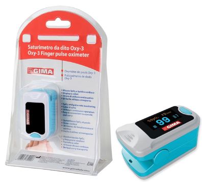 GIMA Oxy-3 Pulsoximeter Finger SpO2 Herzfrequenz drehbares Display mit Akku