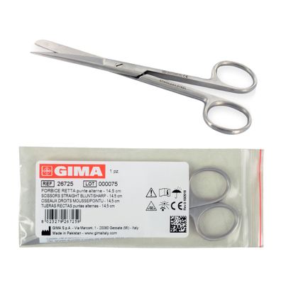 GIMA Chirurgische Schere gerade spitz/stumpf Edelstahl 14,5 cm