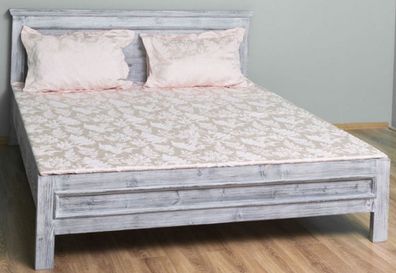 Casa Padrino Landhausstil Massivholz Bett Antik Grau 160 x 200 x H. 93 cm - Massivhol